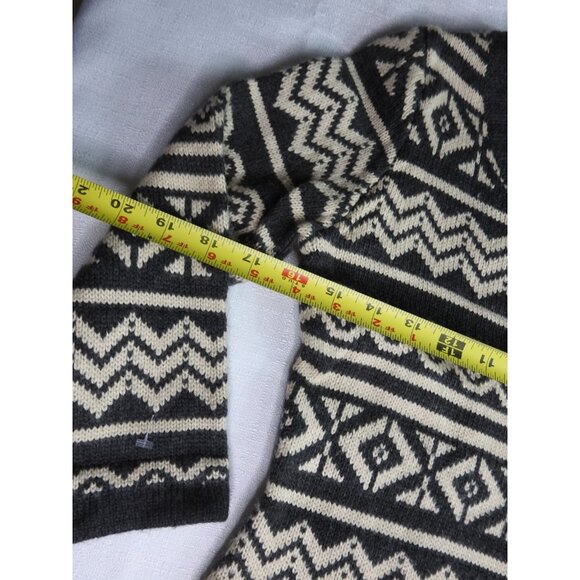Pink Rose Sweater Dress Small Gray Black White Geometric Aztec Fair Isle Knit - Picture 7 of 8